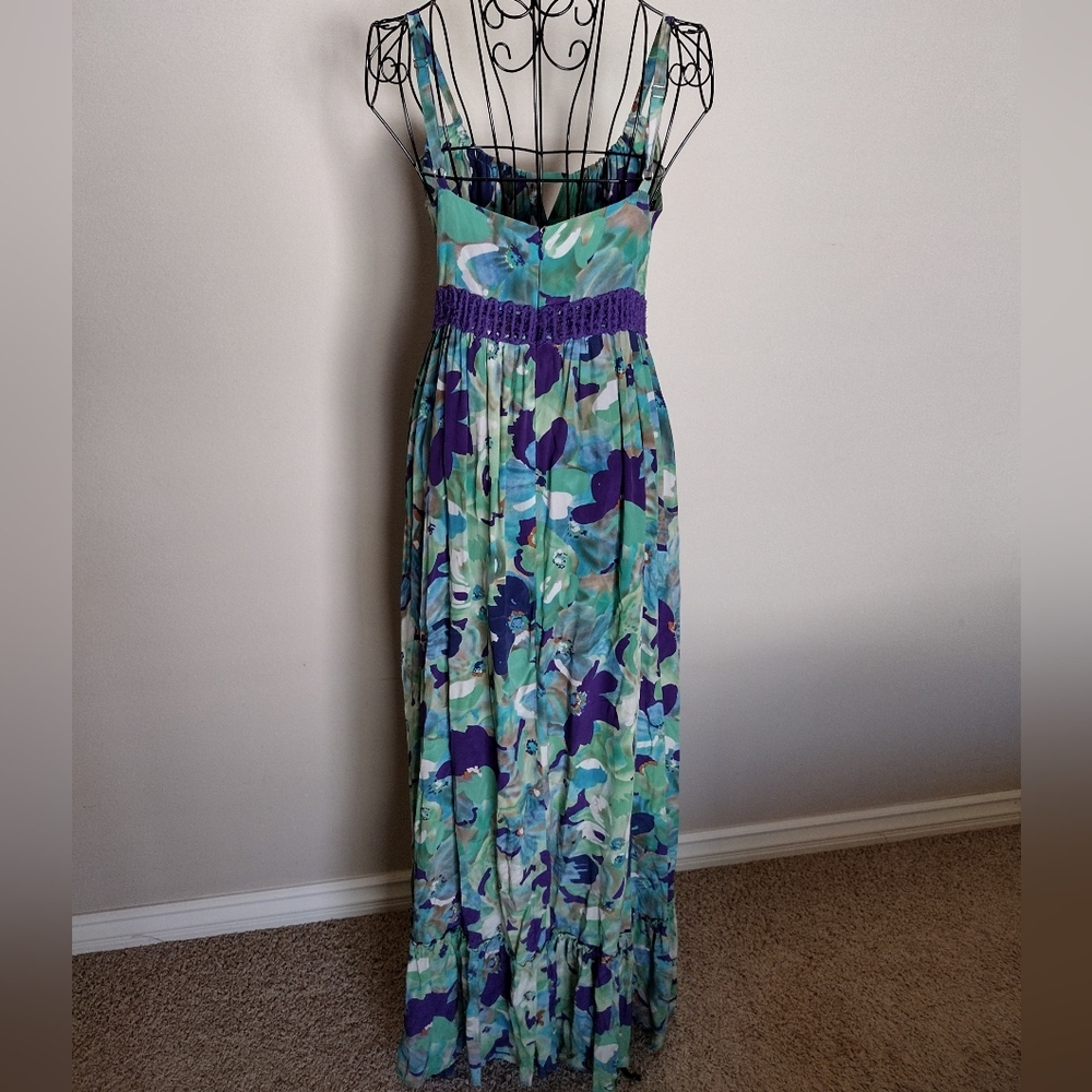 Guess by Marciano vintage silk floral maxi Summer dress size M - Picture 3 of 12